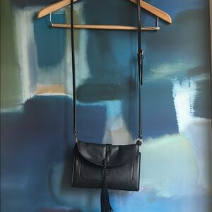 Free People Francesca Black Faux Leather Envelope Crossbody/Clutch